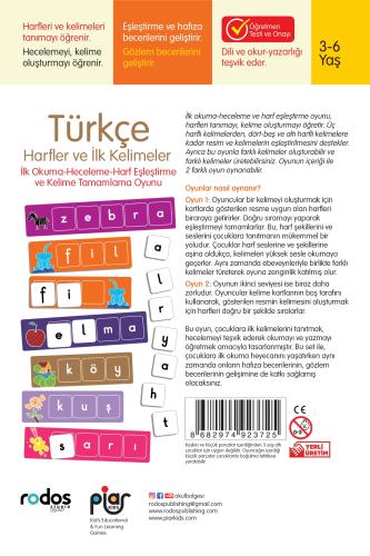 Türkçe İlk Harfler ve Kelimeler-İlk Okuma-Heceleme-Harf Eşleştirme ve 